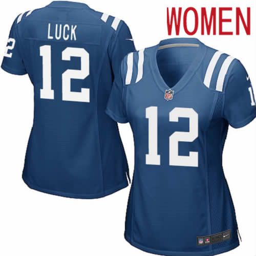 Women Indianapolis Colts 12 Andrew Luck Nike Royal Game Player NFL Jersey